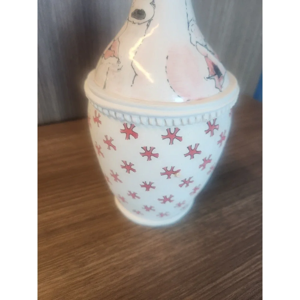 One Of A Kind Hand Made Vase Shhh! Face‎ w/Naughty Cat Ceramic Vase Signed 10